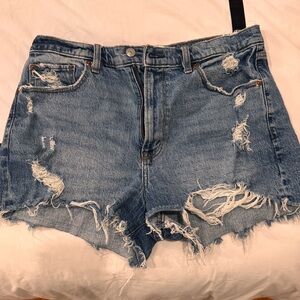 Abercrombie & Fitch Blue Denim High Rise Mom Shorts